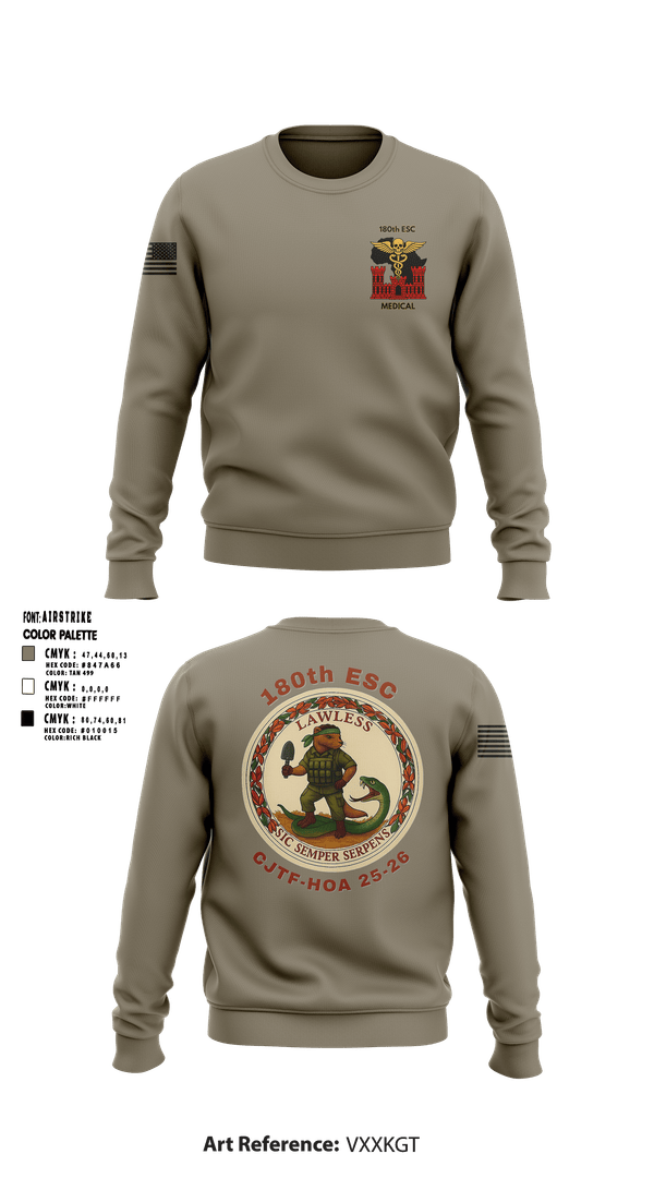 Crew Neck Sweatshirt, 180th ESC, Army, Teamtime, Team time, sublimation, custom sports apparel, team uniforms, spirit wear, spiritwear, sports uniforms, custom shirts, team store, custom team store, fundraiser sports, apparel fundraiser