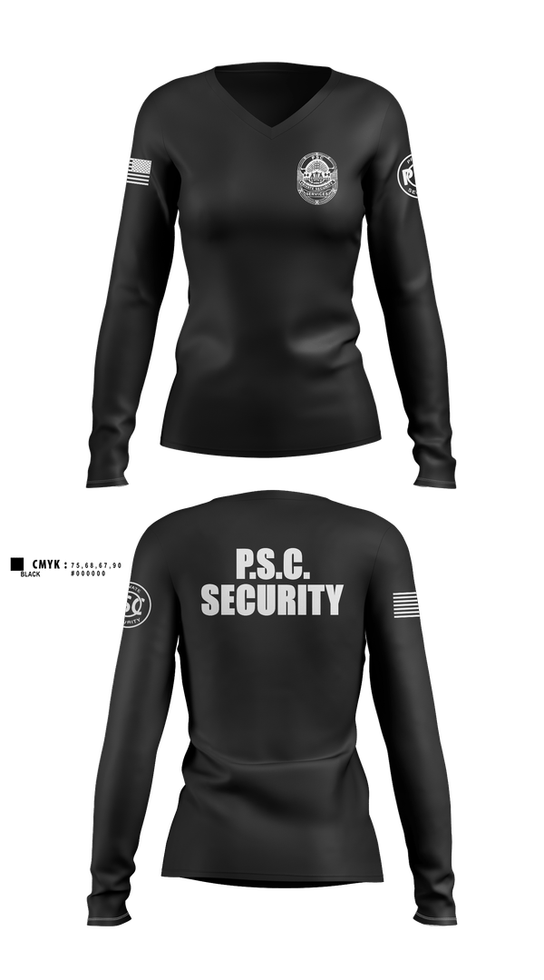 Womens Long Sleeve Vneck Shirt, Security, Police, Teamtime, Team time, sublimation, custom sports apparel, team uniforms, spirit wear, spiritwear, sports uniforms, custom shirts, team store, custom team store, fundraiser sports, apparel fundraiser