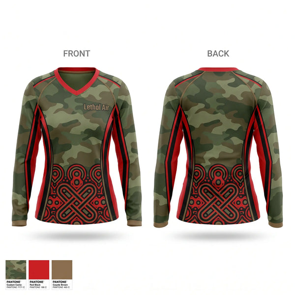Womens Long Sleeve Vneck Shirt, Lethal Air, E-Sports, Teamtime, Team time, sublimation, custom sports apparel, team uniforms, spirit wear, spiritwear, sports uniforms, custom shirts, team store, custom team store, fundraiser sports, apparel fundraiser