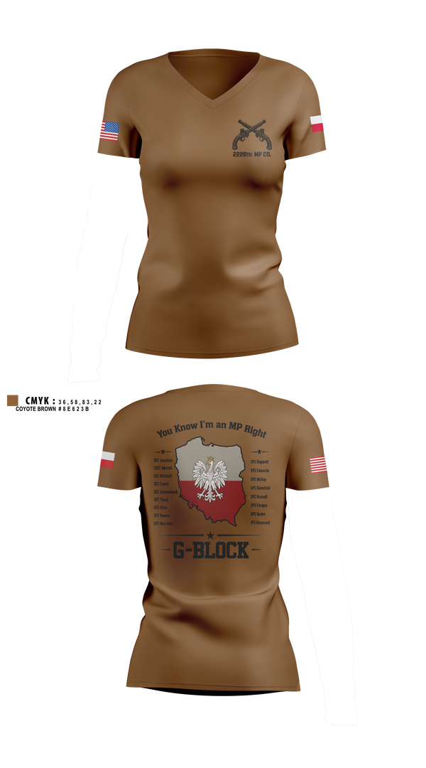 Womens Short Sleeve Vneck Shirt, 2228TH MP CO 3rd PLT, National Guard, Teamtime, Team time, sublimation, custom sports apparel, team uniforms, spirit wear, spiritwear, sports uniforms, custom shirts, team store, custom team store, fundraiser sports, apparel fundraiser