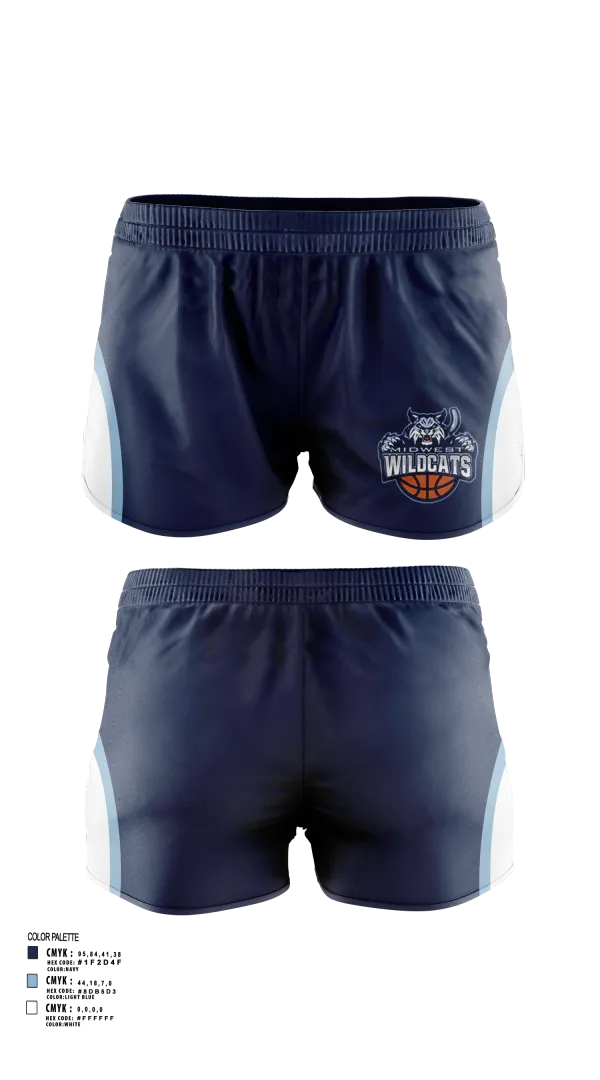 Womens Shorts, Midwest Wildcats, Women's Basketball, Teamtime, Team time, sublimation, custom sports apparel, team uniforms, spirit wear, spiritwear, sports uniforms, custom shirts, team store, custom team store, fundraiser sports, apparel fundraiser
