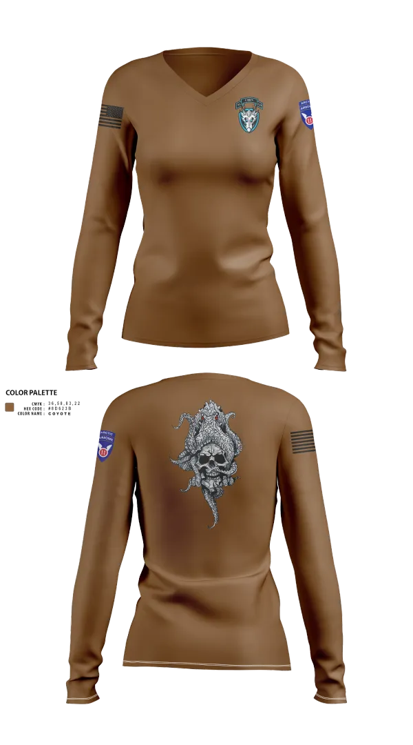 Womens Long Sleeve Vneck Shirt, , Army, Teamtime, Team time, sublimation, custom sports apparel, team uniforms, spirit wear, spiritwear, sports uniforms, custom shirts, team store, custom team store, fundraiser sports, apparel fundraiser