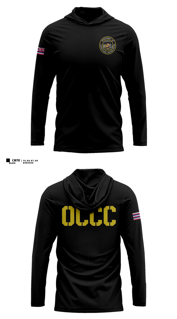 Long Sleeve hooded sunshirt, OCCC, Police, Teamtime, Team time, sublimation, custom sports apparel, team uniforms, spirit wear, spiritwear, sports uniforms, custom shirts, team store, custom team store, fundraiser sports, apparel fundraiser