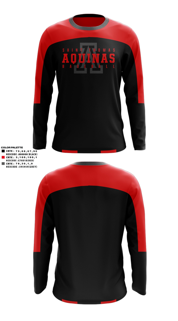 Long Sleeve Performance Shirt, St. Thomas Aquinas, Baseball, Teamtime, Team time, sublimation, custom sports apparel, team uniforms, spirit wear, spiritwear, sports uniforms, custom shirts, team store, custom team store, fundraiser sports, apparel fundraiser