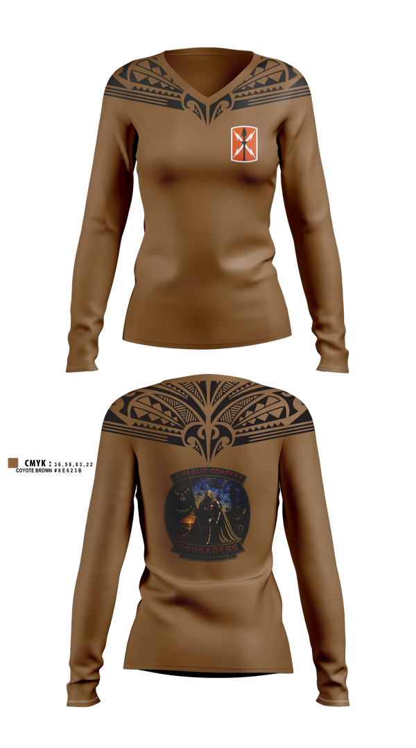 Womens Long Sleeve Vneck Shirt, Crusaders, Army, Teamtime, Team time, sublimation, custom sports apparel, team uniforms, spirit wear, spiritwear, sports uniforms, custom shirts, team store, custom team store, fundraiser sports, apparel fundraiser