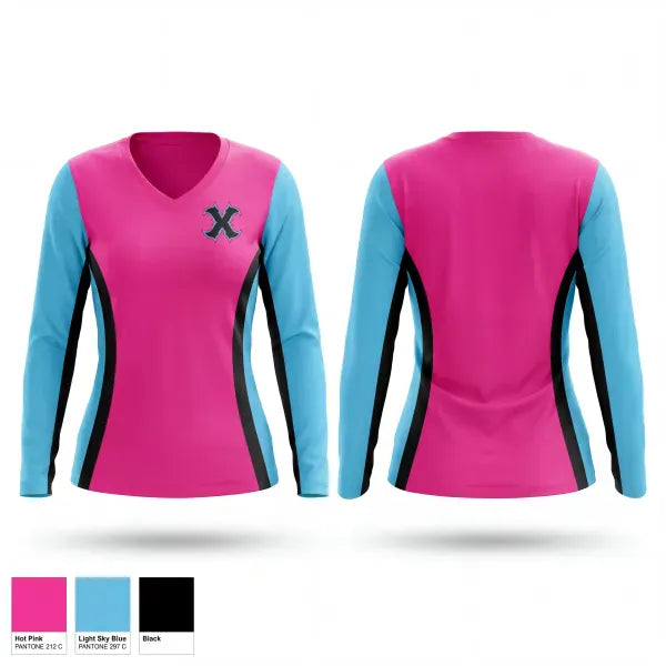 Womens Long Sleeve Vneck Shirt, XTREME, Baseball, Teamtime, Team time, sublimation, custom sports apparel, team uniforms, spirit wear, spiritwear, sports uniforms, custom shirts, team store, custom team store, fundraiser sports, apparel fundraiser