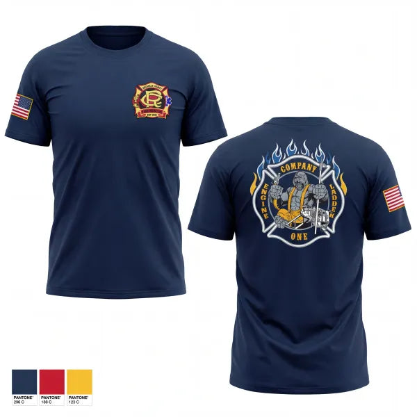 Old School Cotton Feel Shirt, Rockdale County Fire Rescue Company 1, Fire Department, Teamtime, Team time, sublimation, custom sports apparel, team uniforms, spirit wear, spiritwear, sports uniforms, custom shirts, team store, custom team store, fundraiser sports, apparel fundraiser