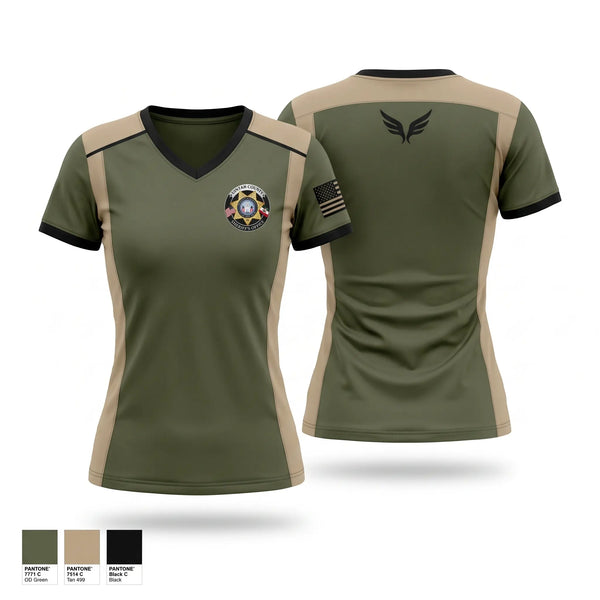 Womens Short Sleeve Vneck Shirt, Uintah County Sheriffs Office, Police, Teamtime, Team time, sublimation, custom sports apparel, team uniforms, spirit wear, spiritwear, sports uniforms, custom shirts, team store, custom team store, fundraiser sports, apparel fundraiser