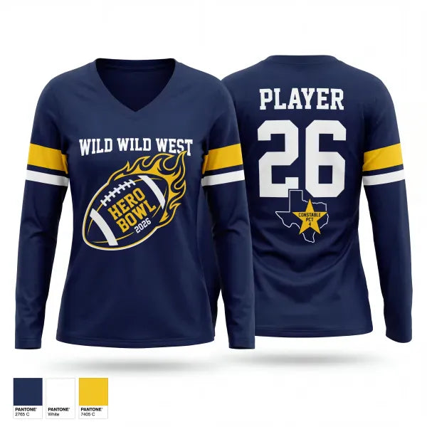 Womens Long Sleeve Vneck Shirt, WILD WILD WESR, , Teamtime, Team time, sublimation, custom sports apparel, team uniforms, spirit wear, spiritwear, sports uniforms, custom shirts, team store, custom team store, fundraiser sports, apparel fundraiser