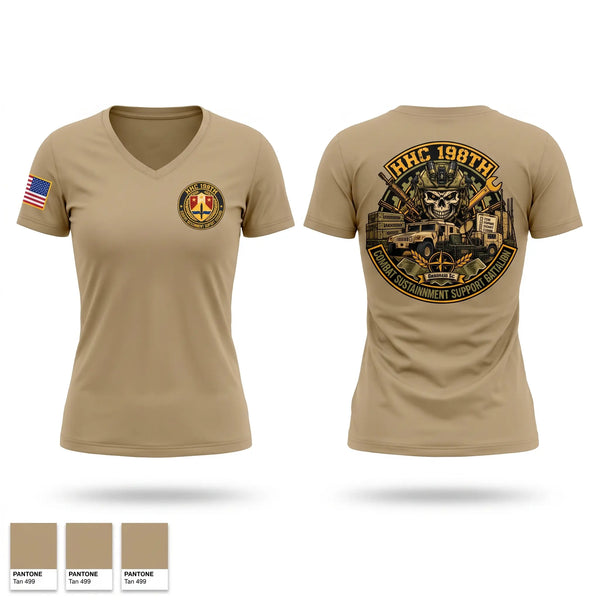 Womens Short Sleeve Vneck Shirt, HHC 198th CSSB, Army, Teamtime, Team time, sublimation, custom sports apparel, team uniforms, spirit wear, spiritwear, sports uniforms, custom shirts, team store, custom team store, fundraiser sports, apparel fundraiser
