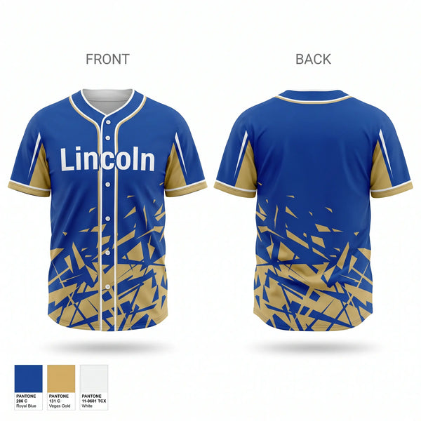 Full Button Baseball Jersey, LINCOLN AJROTC, Army, Teamtime, Team time, sublimation, custom sports apparel, team uniforms, spirit wear, spiritwear, sports uniforms, custom shirts, team store, custom team store, fundraiser sports, apparel fundraiser