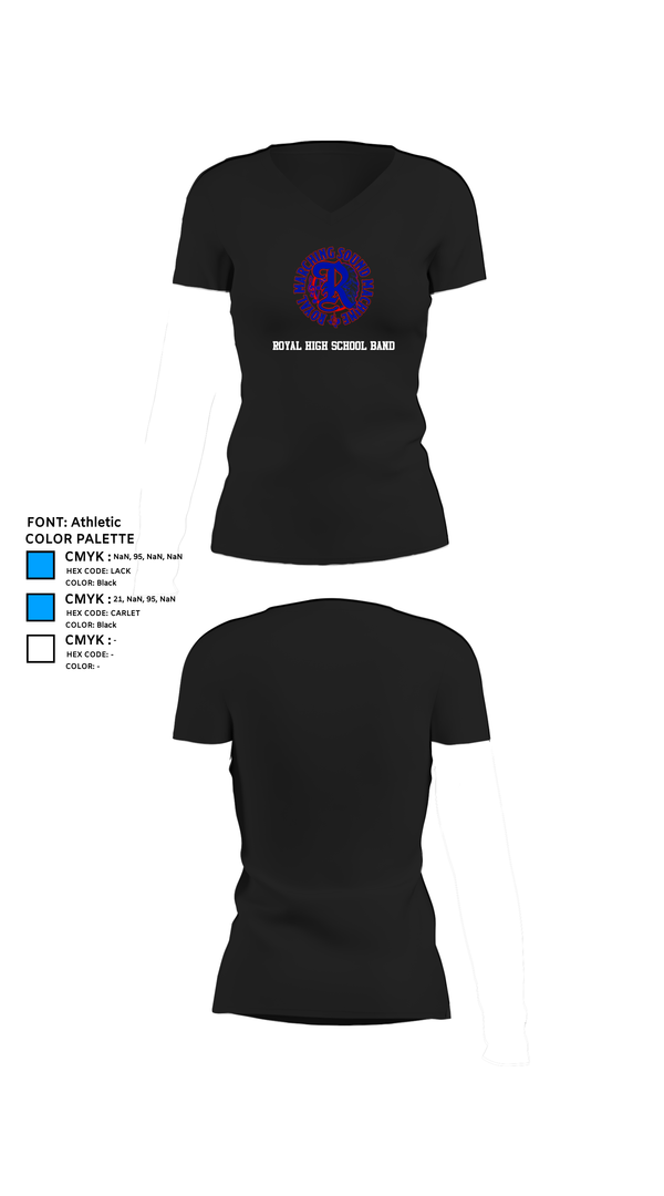 Womens Short Sleeve Vneck Shirt, Royal High School Band, Spirit Store, Teamtime, Team time, sublimation, custom sports apparel, team uniforms, spirit wear, spiritwear, sports uniforms, custom shirts, team store, custom team store, fundraiser sports, apparel fundraiser