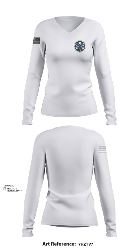 Womens Long Sleeve Vneck Shirt, 278th Armored Cavalry Regiment, National Guard, Teamtime, Team time, sublimation, custom sports apparel, team uniforms, spirit wear, spiritwear, sports uniforms, custom shirts, team store, custom team store, fundraiser sports, apparel fundraiser