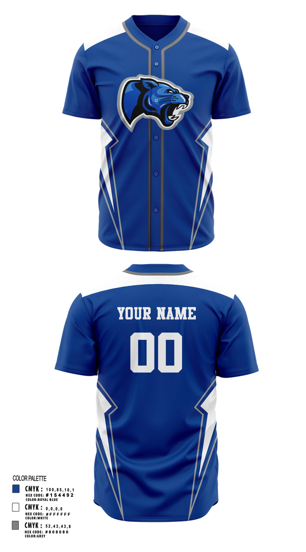 Full Button Baseball Jersey, Denmark Tech Panthers, Baseball, Teamtime, Team time, sublimation, custom sports apparel, team uniforms, spirit wear, spiritwear, sports uniforms, custom shirts, team store, custom team store, fundraiser sports, apparel fundraiser