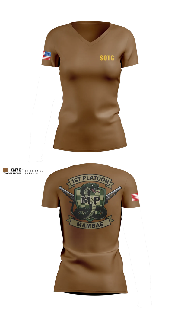 Womens Short Sleeve Vneck Shirt, 410TH Military Police Mambas, Army, Teamtime, Team time, sublimation, custom sports apparel, team uniforms, spirit wear, spiritwear, sports uniforms, custom shirts, team store, custom team store, fundraiser sports, apparel fundraiser