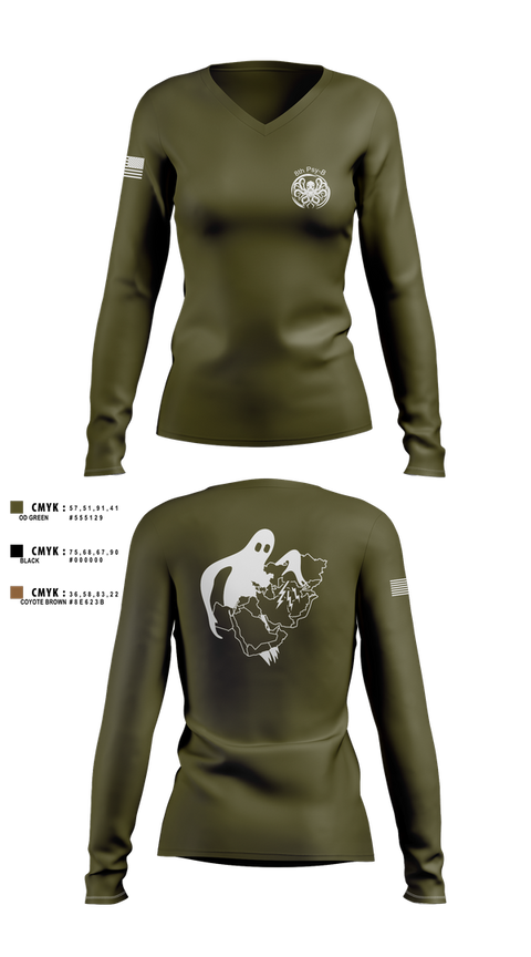 Womens Long Sleeve Vneck Shirt, A Co 8th Psy-B, Army, Teamtime, Team time, sublimation, custom sports apparel, team uniforms, spirit wear, spiritwear, sports uniforms, custom shirts, team store, custom team store, fundraiser sports, apparel fundraiser