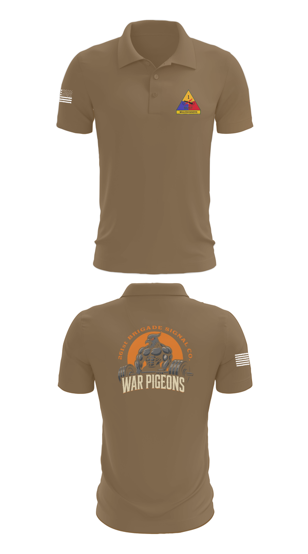 Short Sleeve Performance Polo, 261st War Pigeons, Army, Teamtime, Team time, sublimation, custom sports apparel, team uniforms, spirit wear, spiritwear, sports uniforms, custom shirts, team store, custom team store, fundraiser sports, apparel fundraiser