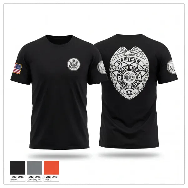 Old School Cotton Feel Shirt, Great Falls Police Department, Police, Teamtime, Team time, sublimation, custom sports apparel, team uniforms, spirit wear, spiritwear, sports uniforms, custom shirts, team store, custom team store, fundraiser sports, apparel fundraiser
