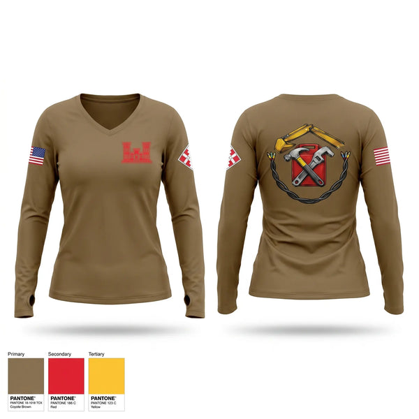Womens Long Sleeve Vneck Shirt, 336th EN CO (EVCC)336th EN CO (EVCC), Army, Teamtime, Team time, sublimation, custom sports apparel, team uniforms, spirit wear, spiritwear, sports uniforms, custom shirts, team store, custom team store, fundraiser sports, apparel fundraiser