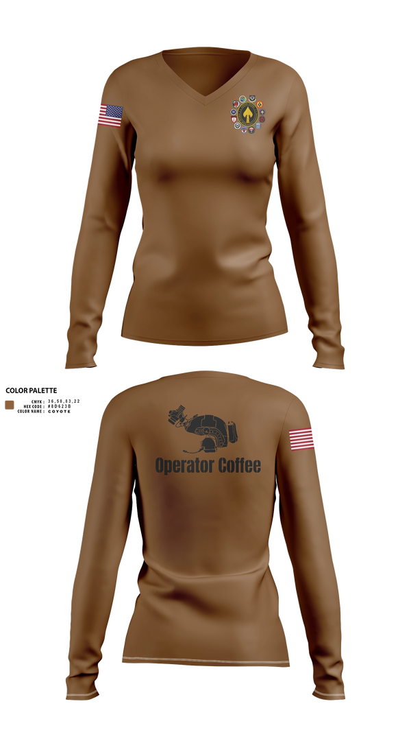 Womens Long Sleeve Vneck Shirt, USSOCOM, Army, Teamtime, Team time, sublimation, custom sports apparel, team uniforms, spirit wear, spiritwear, sports uniforms, custom shirts, team store, custom team store, fundraiser sports, apparel fundraiser