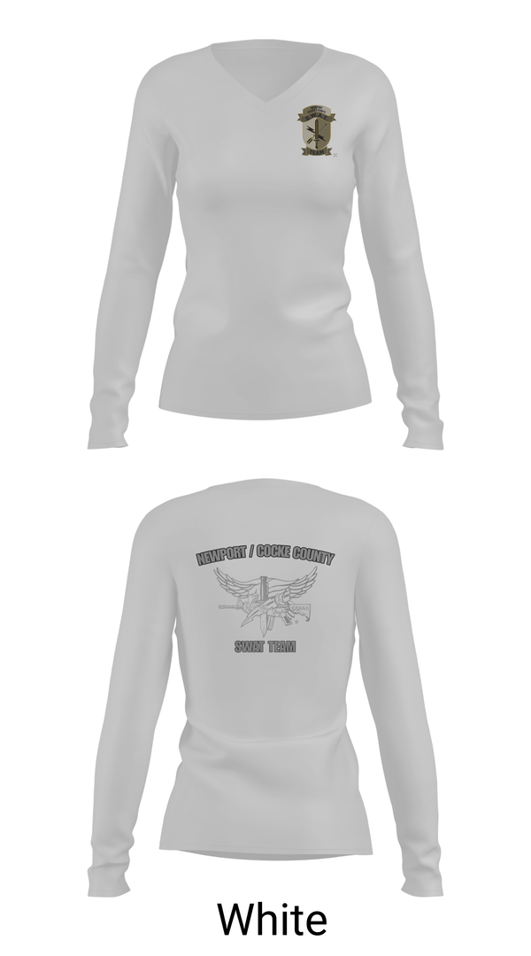 Womens Long Sleeve Vneck Shirt, Cocke County Newport Swat, Police, Teamtime, Team time, sublimation, custom sports apparel, team uniforms, spirit wear, spiritwear, sports uniforms, custom shirts, team store, custom team store, fundraiser sports, apparel fundraiser