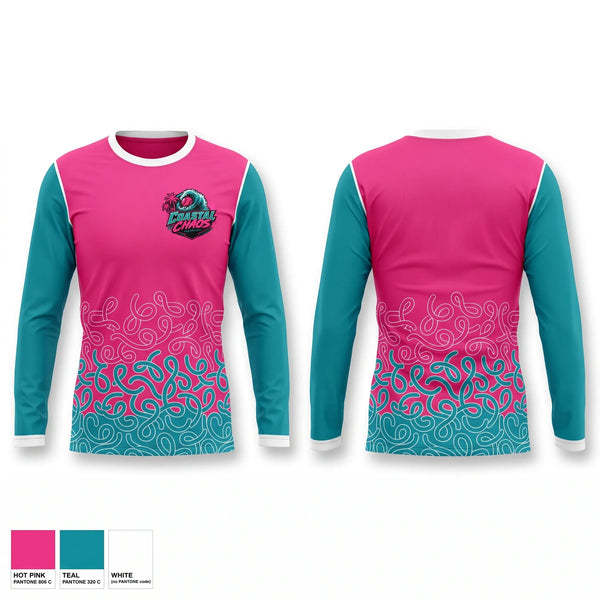 Long Sleeve Performance Shirt, Coastal Chaos, Softball, Teamtime, Team time, sublimation, custom sports apparel, team uniforms, spirit wear, spiritwear, sports uniforms, custom shirts, team store, custom team store, fundraiser sports, apparel fundraiser