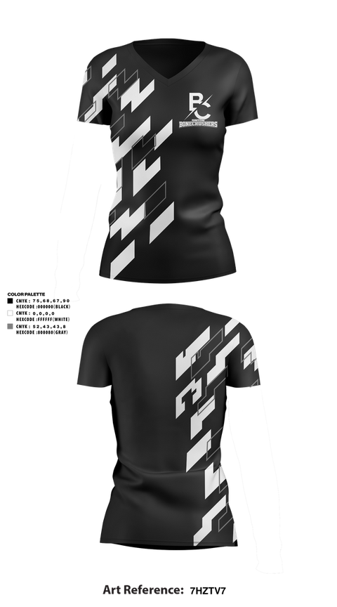 Womens Short Sleeve Vneck Shirt, Sinton Bonecrushers, , Teamtime, Team time, sublimation, custom sports apparel, team uniforms, spirit wear, spiritwear, sports uniforms, custom shirts, team store, custom team store, fundraiser sports, apparel fundraiser