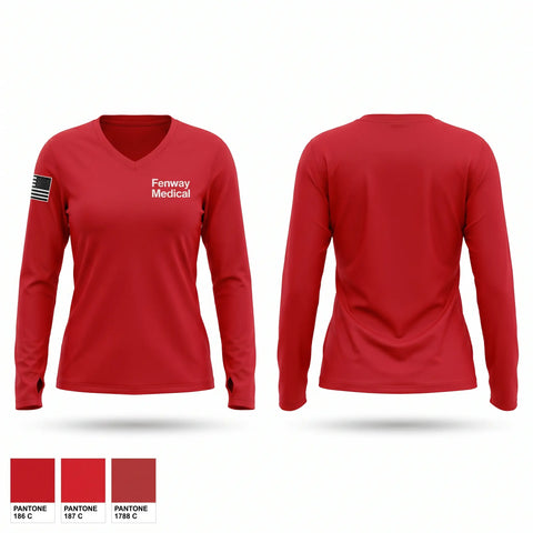 Womens Long Sleeve Vneck Shirt, Fenway Medical, EMS/EMT, Teamtime, Team time, sublimation, custom sports apparel, team uniforms, spirit wear, spiritwear, sports uniforms, custom shirts, team store, custom team store, fundraiser sports, apparel fundraiser
