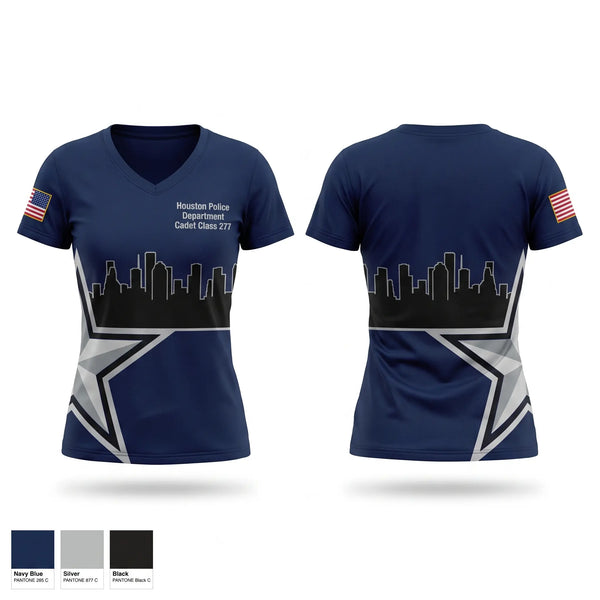 Womens Short Sleeve Vneck Shirt, Houston Police Department Cadet Class 277, Police, Teamtime, Team time, sublimation, custom sports apparel, team uniforms, spirit wear, spiritwear, sports uniforms, custom shirts, team store, custom team store, fundraiser sports, apparel fundraiser