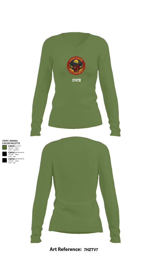 Womens Long Sleeve Vneck Shirt, 174th, , Teamtime, Team time, sublimation, custom sports apparel, team uniforms, spirit wear, spiritwear, sports uniforms, custom shirts, team store, custom team store, fundraiser sports, apparel fundraiser