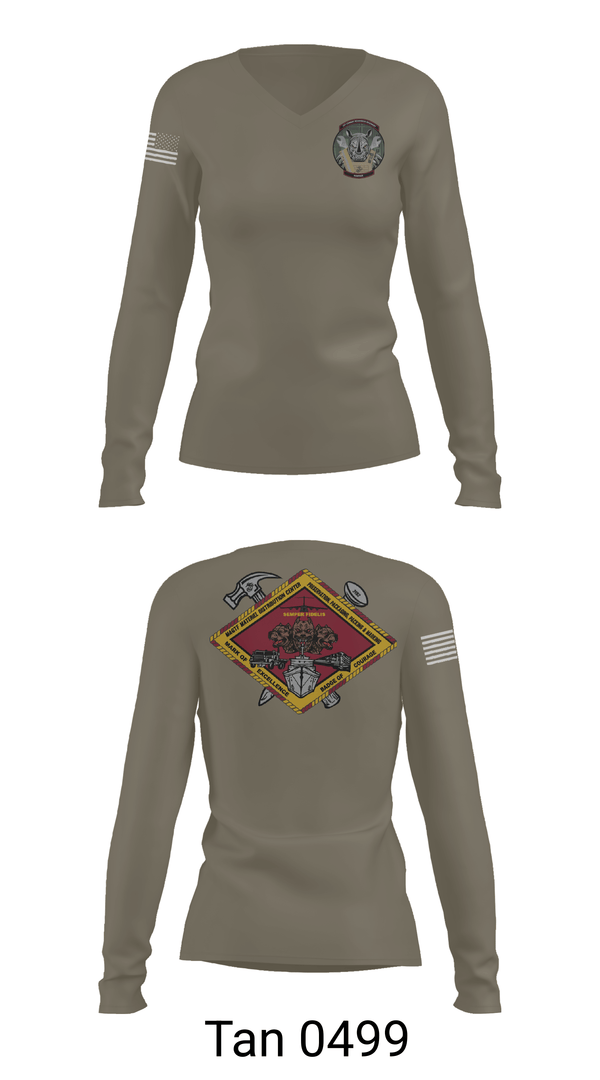 Womens Long Sleeve Vneck Shirt, 1st CRR, Marines, Teamtime, Team time, sublimation, custom sports apparel, team uniforms, spirit wear, spiritwear, sports uniforms, custom shirts, team store, custom team store, fundraiser sports, apparel fundraiser