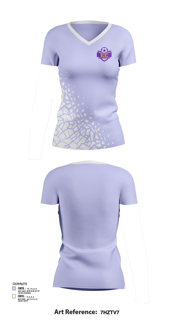 Womens Short Sleeve Vneck Shirt, EC Soccer, Women's Soccer, Teamtime, Team time, sublimation, custom sports apparel, team uniforms, spirit wear, spiritwear, sports uniforms, custom shirts, team store, custom team store, fundraiser sports, apparel fundraiser