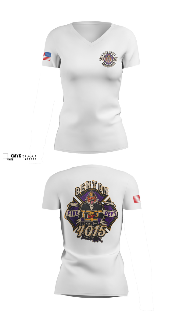 Womens Short Sleeve Vneck Shirt, Benton Fire, Fire Department, Teamtime, Team time, sublimation, custom sports apparel, team uniforms, spirit wear, spiritwear, sports uniforms, custom shirts, team store, custom team store, fundraiser sports, apparel fundraiser