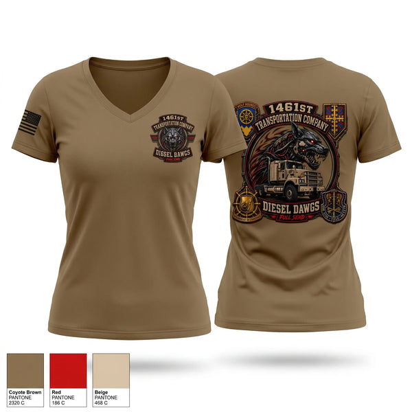 Womens Short Sleeve Vneck Shirt, 1461st Transportation Company, National Guard, Teamtime, Team time, sublimation, custom sports apparel, team uniforms, spirit wear, spiritwear, sports uniforms, custom shirts, team store, custom team store, fundraiser sports, apparel fundraiser