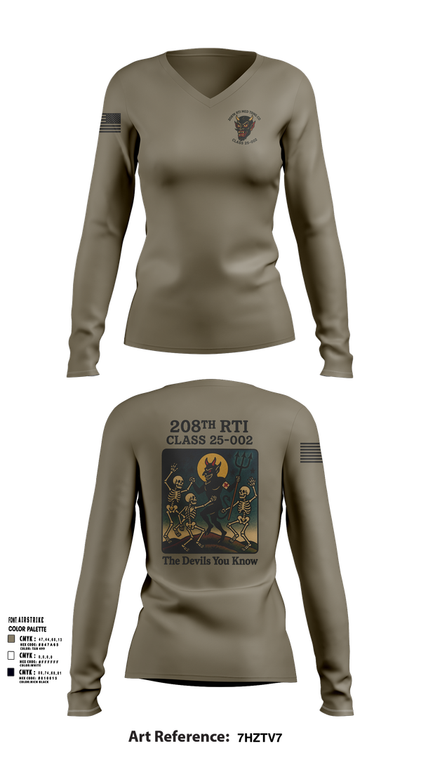 Womens Long Sleeve Vneck Shirt, 208th RTI MED TRNG CO Class 25-002, , Teamtime, Team time, sublimation, custom sports apparel, team uniforms, spirit wear, spiritwear, sports uniforms, custom shirts, team store, custom team store, fundraiser sports, apparel fundraiser