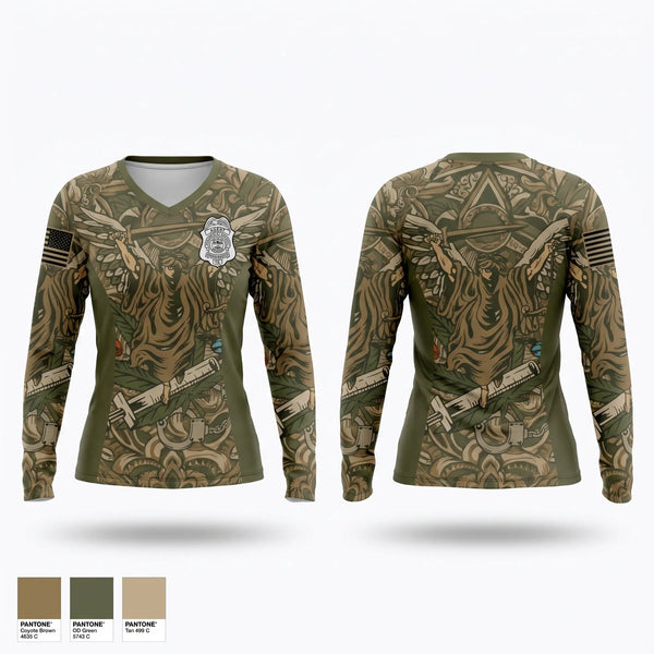 Womens Long Sleeve Vneck Shirt, 3rd Judicial Drug Task Force, Police, Teamtime, Team time, sublimation, custom sports apparel, team uniforms, spirit wear, spiritwear, sports uniforms, custom shirts, team store, custom team store, fundraiser sports, apparel fundraiser