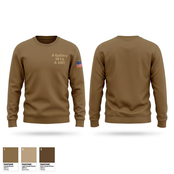 Crew Neck Sweatshirt, A Battery, 1-6 FA, A MST, Army, Teamtime, Team time, sublimation, custom sports apparel, team uniforms, spirit wear, spiritwear, sports uniforms, custom shirts, team store, custom team store, fundraiser sports, apparel fundraiser