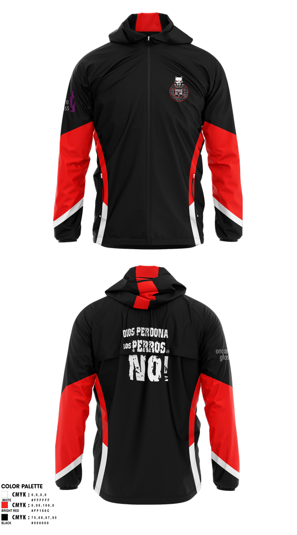 Windbreaker, PERROS DEL MAL FC, Men's Soccer, Teamtime, Team time, sublimation, custom sports apparel, team uniforms, spirit wear, spiritwear, sports uniforms, custom shirts, team store, custom team store, fundraiser sports, apparel fundraiser