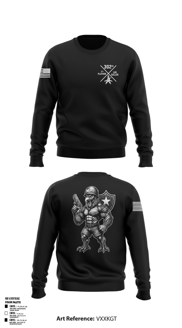 Crew Neck Sweatshirt, 1st PLT Roosters, Army, Teamtime, Team time, sublimation, custom sports apparel, team uniforms, spirit wear, spiritwear, sports uniforms, custom shirts, team store, custom team store, fundraiser sports, apparel fundraiser