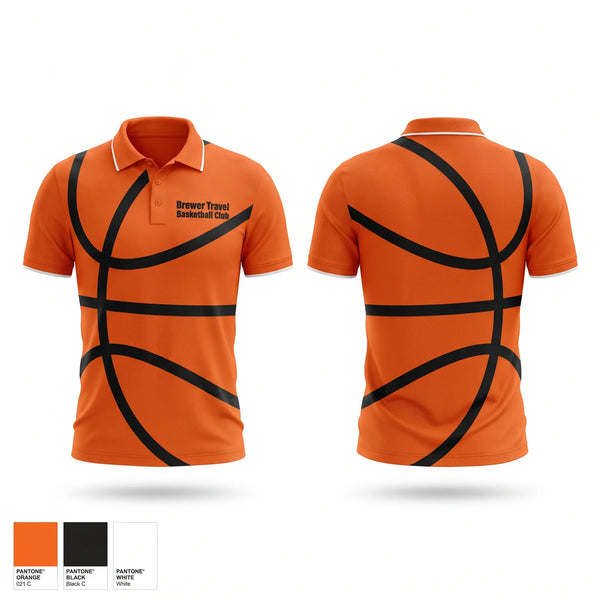 Short Sleeve Performance Polo, Brewer Travel Basketball Club, Men's Basketball, Teamtime, Team time, sublimation, custom sports apparel, team uniforms, spirit wear, spiritwear, sports uniforms, custom shirts, team store, custom team store, fundraiser sports, apparel fundraiser