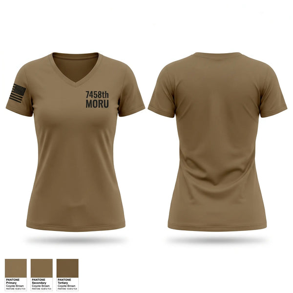 Womens Short Sleeve Vneck Shirt, 7458th MORU, Army, Teamtime, Team time, sublimation, custom sports apparel, team uniforms, spirit wear, spiritwear, sports uniforms, custom shirts, team store, custom team store, fundraiser sports, apparel fundraiser
