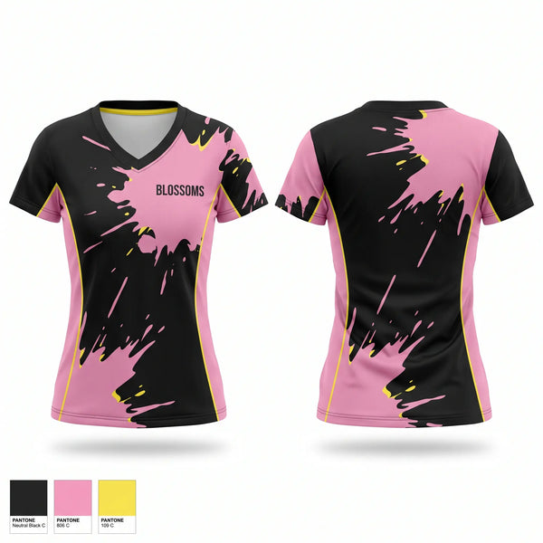 Womens Short Sleeve Vneck Shirt, Blossoms, Women's Soccer, Teamtime, Team time, sublimation, custom sports apparel, team uniforms, spirit wear, spiritwear, sports uniforms, custom shirts, team store, custom team store, fundraiser sports, apparel fundraiser