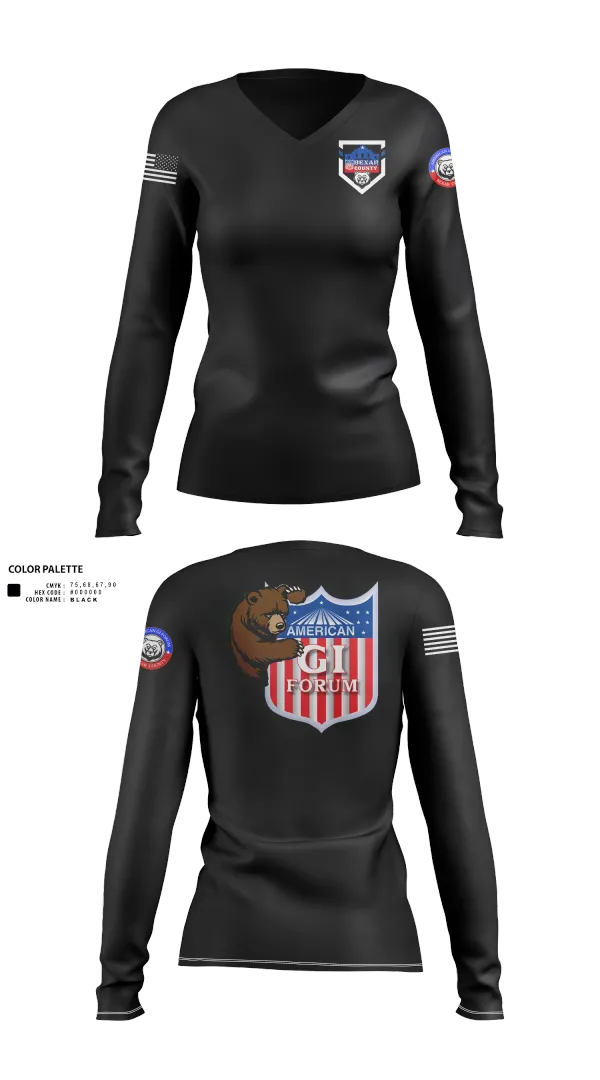 Womens Long Sleeve Vneck Shirt, Agif board, Army, Teamtime, Team time, sublimation, custom sports apparel, team uniforms, spirit wear, spiritwear, sports uniforms, custom shirts, team store, custom team store, fundraiser sports, apparel fundraiser