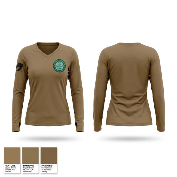 Womens Long Sleeve Vneck Shirt, Det 158, Air Force, Teamtime, Team time, sublimation, custom sports apparel, team uniforms, spirit wear, spiritwear, sports uniforms, custom shirts, team store, custom team store, fundraiser sports, apparel fundraiser
