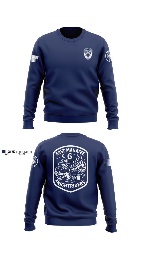 Crew Neck Sweatshirt, East Manatee, Fire Department, Teamtime, Team time, sublimation, custom sports apparel, team uniforms, spirit wear, spiritwear, sports uniforms, custom shirts, team store, custom team store, fundraiser sports, apparel fundraiser