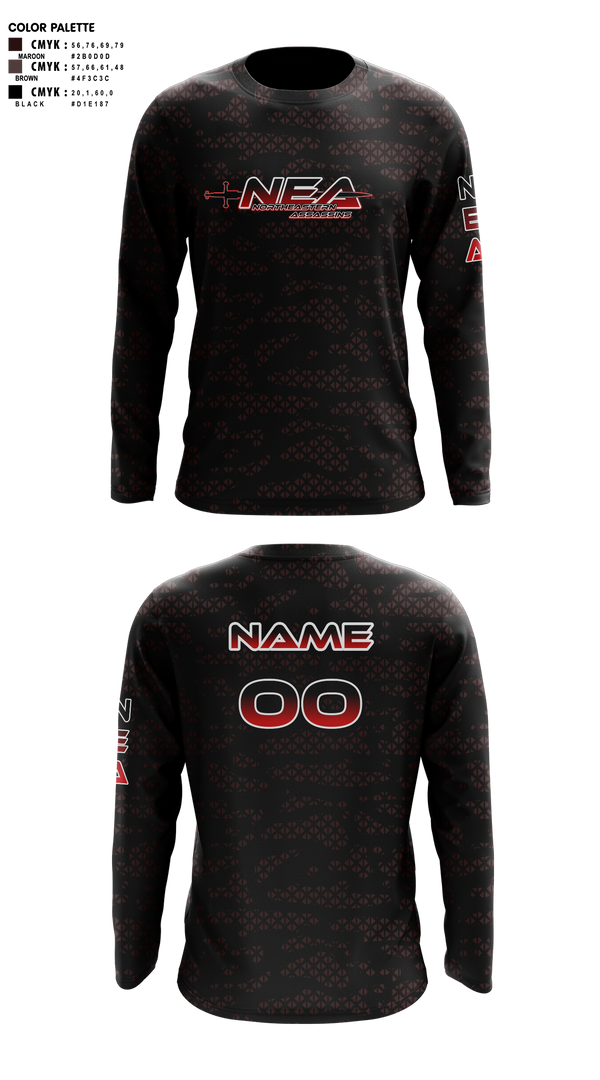 Long Sleeve Performance Shirt, Northeastern Assassins, E-Sports, Teamtime, Team time, sublimation, custom sports apparel, team uniforms, spirit wear, spiritwear, sports uniforms, custom shirts, team store, custom team store, fundraiser sports, apparel fundraiser