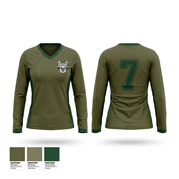 Womens Long Sleeve Vneck Shirt, Barlow, Marines, Teamtime, Team time, sublimation, custom sports apparel, team uniforms, spirit wear, spiritwear, sports uniforms, custom shirts, team store, custom team store, fundraiser sports, apparel fundraiser