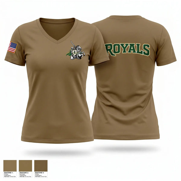 Womens Short Sleeve Vneck Shirt, Royals Battalion, Army, Teamtime, Team time, sublimation, custom sports apparel, team uniforms, spirit wear, spiritwear, sports uniforms, custom shirts, team store, custom team store, fundraiser sports, apparel fundraiser