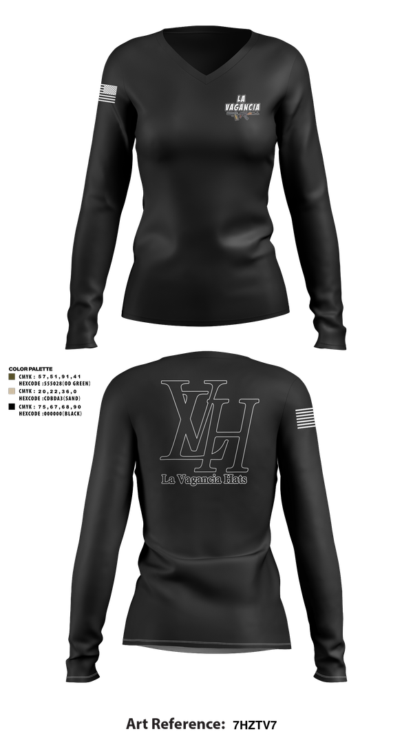 Womens Long Sleeve Vneck Shirt, La Vagancia Hats, , Teamtime, Team time, sublimation, custom sports apparel, team uniforms, spirit wear, spiritwear, sports uniforms, custom shirts, team store, custom team store, fundraiser sports, apparel fundraiser