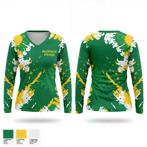 Womens Long Sleeve Vneck Shirt, Northland Vikings, Track & Field, Teamtime, Team time, sublimation, custom sports apparel, team uniforms, spirit wear, spiritwear, sports uniforms, custom shirts, team store, custom team store, fundraiser sports, apparel fundraiser